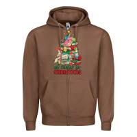Chestnut christmas book tree Zipper Hoodie - MaliasSmallBusiness