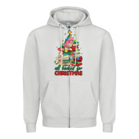 Dove Grey christmas book tree Zipper Hoodie - MaliasSmallBusiness