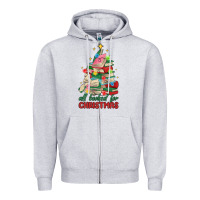 Heather Grey christmas book tree Zipper Hoodie - MaliasSmallBusiness