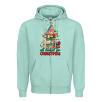Seafoam christmas book tree Zipper Hoodie - MaliasSmallBusiness