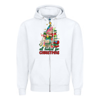 White christmas book tree Zipper Hoodie - MaliasSmallBusiness