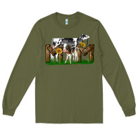 Army Green Western Holstein Cow And Baby Cow Mom Long Sleeve Tee - LillyAllenDesigns