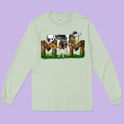 Western Holstein Cow And Baby Cow Mom Long Sleeve Tee Designed By Lillyallendesigns