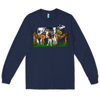 Navy Western Holstein Cow And Baby Cow Mom Long Sleeve Tee - LillyAllenDesigns