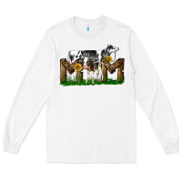 White Western Holstein Cow And Baby Cow Mom Long Sleeve Tee - LillyAllenDesigns