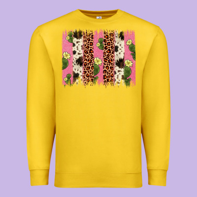 Cactus Leopard Cowhide Brush Stroke Premium Sweatshirt Designed By Artiststas