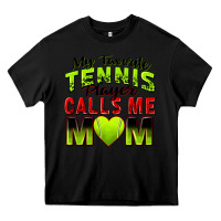 Black my favorite tennis player calls me mom Heavy Core Tee - Zillion Design Studio