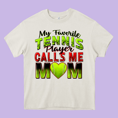 My Favorite Tennis Player Calls Me Mom Heavy Core Tee Designed By Zillion Design Studio