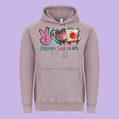 Peace Love Art   Ado Vintage Hoodie Designed By Adodesignshop