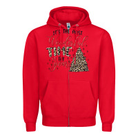 Red it's the most wonderful time of the year Zipper Hoodie - MaliasSmallBusiness