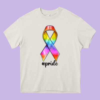 Pride Ribbon Heavy Core Tee Designed By Texasbilliewilder