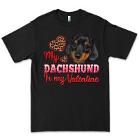 Black my dachshund is my valentine Premium Tee - RanaPortraitStore