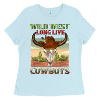 Baby Blue wild west long live cowboys Ladies Tee - texasbilliewilder