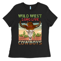 Black wild west long live cowboys Ladies Tee - texasbilliewilder