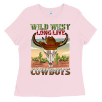 Bubblegum Pink wild west long live cowboys Ladies Tee - texasbilliewilder