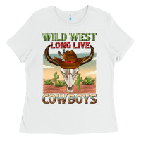 White wild west long live cowboys Ladies Tee - texasbilliewilder