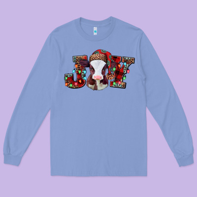 Joy Baby Cow Christmas Long Sleeve Tee Designed By Jasminsmagicworld