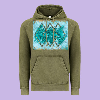 Turquoise Glitter Vintage Hoodie Designed By Jahusdesignshop