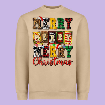 Merry Merry Merry Christmas Ado Heavyweight Sweatshirt Designed By Adodesignshop