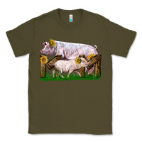Army Green Mom With White Chester Pig And Baby Pig Classic Tee - LillyAllenDesigns