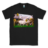 Black Mom With White Chester Pig And Baby Pig Classic Tee - LillyAllenDesigns