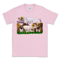 Bubblegum Pink Mom With White Chester Pig And Baby Pig Classic Tee - LillyAllenDesigns