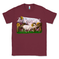 Burgundy Mom With White Chester Pig And Baby Pig Classic Tee - LillyAllenDesigns