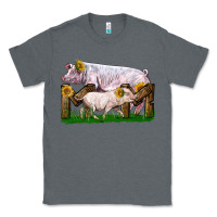 Charcoal Heather Mom With White Chester Pig And Baby Pig Classic Tee - LillyAllenDesigns