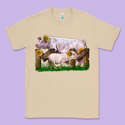 Mom With White Chester Pig And Baby Pig Classic Tee Designed By Lillyallendesigns