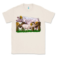 Natural Mom With White Chester Pig And Baby Pig Classic Tee - LillyAllenDesigns