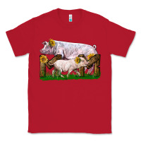 Red Mom With White Chester Pig And Baby Pig Classic Tee - LillyAllenDesigns