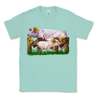 Seafoam Mom With White Chester Pig And Baby Pig Classic Tee - LillyAllenDesigns