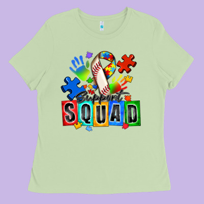 Baseball Support Squad Autism Ladies Tee Designed By Zillion Design Studio