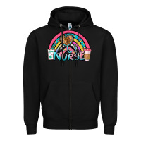 Black nurse rainbow Zipper Hoodie - NancyCooperArtShop
