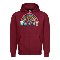 Burgundy nurse rainbow Zipper Hoodie - NancyCooperArtShop