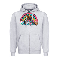 Heather Grey nurse rainbow Zipper Hoodie - NancyCooperArtShop