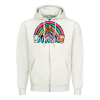 Oatmeal Heather nurse rainbow Zipper Hoodie - NancyCooperArtShop