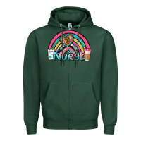 Sports Green nurse rainbow Zipper Hoodie - NancyCooperArtShop