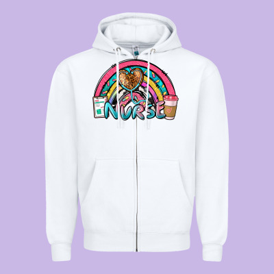 Nurse Rainbow Zipper Hoodie Designed By Nancycooperartshop