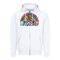 White nurse rainbow Zipper Hoodie - NancyCooperArtShop