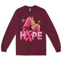 Burgundy hope cancer nails Long Sleeve Tee - NancyCooperArtShop
