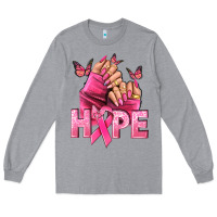 Heather Grey hope cancer nails Long Sleeve Tee - NancyCooperArtShop