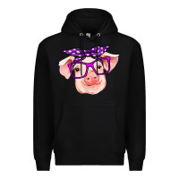 Black pig with bandana Premium Hoodie - RanaPortraitStore