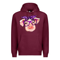 Burgundy pig with bandana Premium Hoodie - RanaPortraitStore