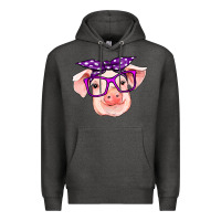 Charcoal Heather pig with bandana Premium Hoodie - RanaPortraitStore