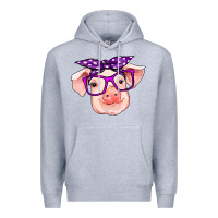 Heather Grey pig with bandana Premium Hoodie - RanaPortraitStore