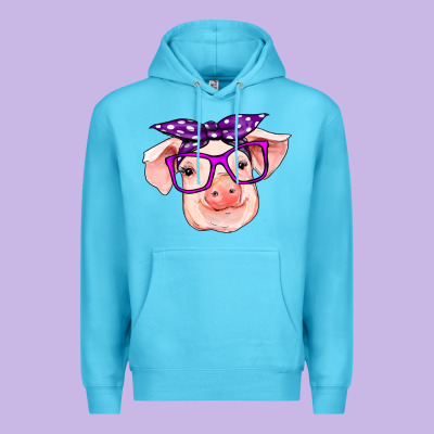 Pig With Bandana Premium Hoodie Designed By Ranaportraitstore