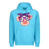 Ocean Blue pig with bandana Premium Hoodie - RanaPortraitStore