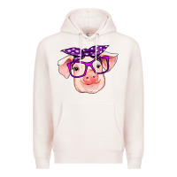 Pale Pink pig with bandana Premium Hoodie - RanaPortraitStore