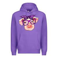 Purple pig with bandana Premium Hoodie - RanaPortraitStore